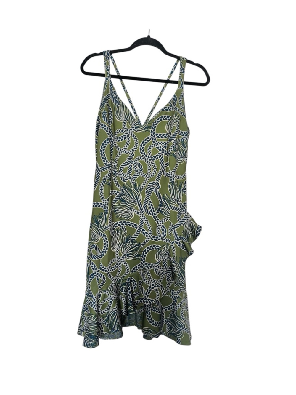 Gretchen Scott Svelt Tassel Time Stretchy Olive/Blue Dress size m
